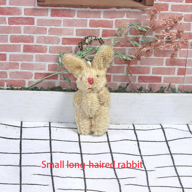 Akcesoria meblowe 1/12 dla lalki - pluszowy królik w skali miniaturowej do dekoracji wnętrz Dollhouse - Wianko - 6
