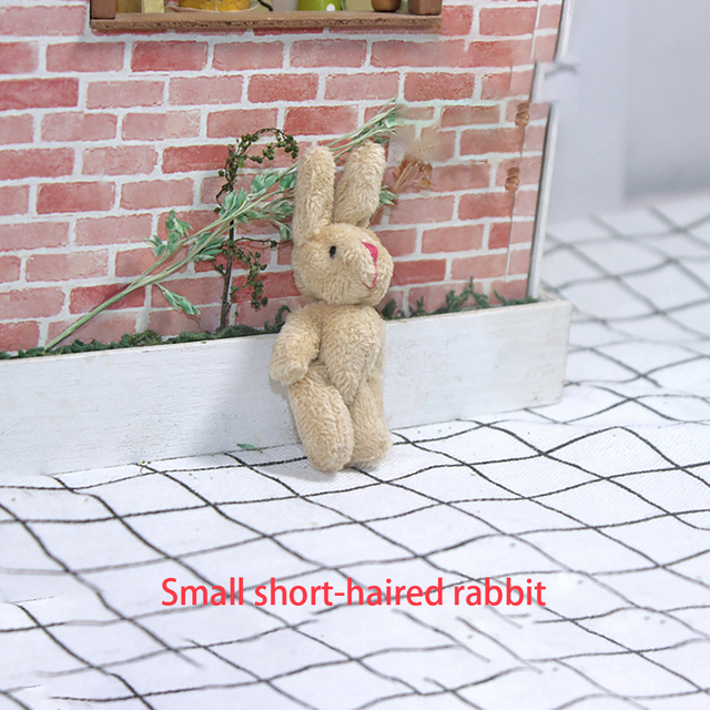 Akcesoria meblowe 1/12 dla lalki - pluszowy królik w skali miniaturowej do dekoracji wnętrz Dollhouse - Wianko - 8