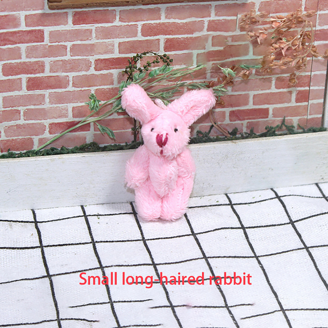 Akcesoria meblowe 1/12 dla lalki - pluszowy królik w skali miniaturowej do dekoracji wnętrz Dollhouse - Wianko - 5