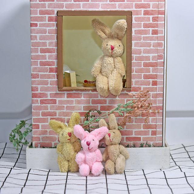 Akcesoria meblowe 1/12 dla lalki - pluszowy królik w skali miniaturowej do dekoracji wnętrz Dollhouse - Wianko - 2