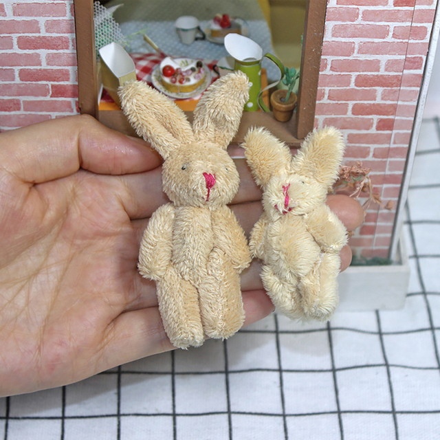 Akcesoria meblowe 1/12 dla lalki - pluszowy królik w skali miniaturowej do dekoracji wnętrz Dollhouse - Wianko - 4