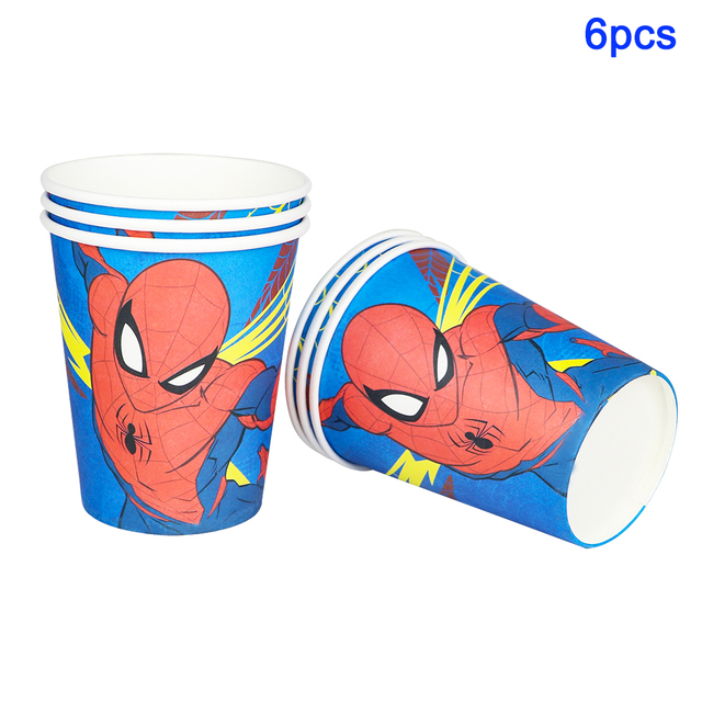 Jednorazowe naczynia Spiderman - Kubek, talerze, słomka - Wianko - 1