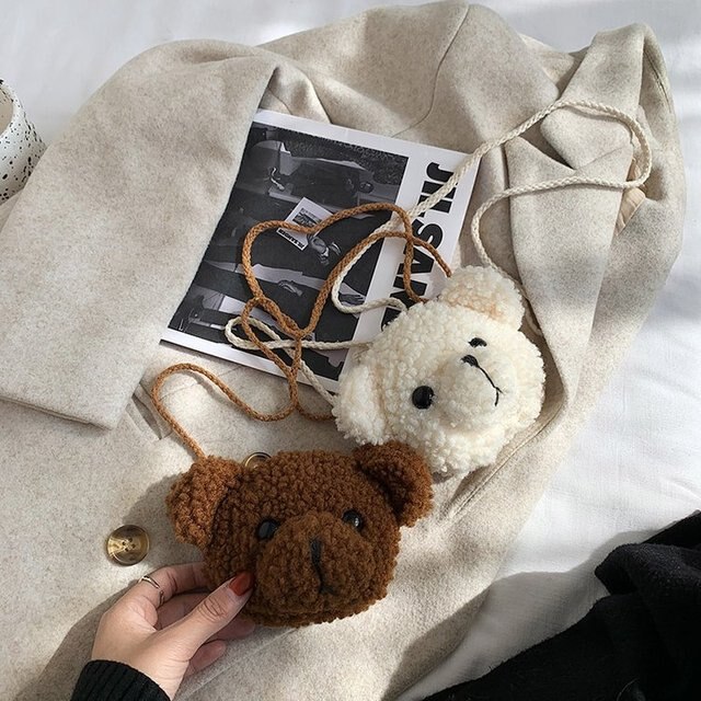 Dziewczęca pluszowa torebka w kształcie miękkiego niedźwiedzia z zamkiem i kieszonką na monety oraz klucze - Wianko - 24