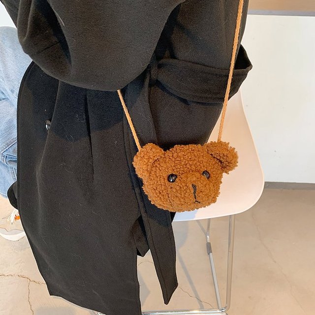 Dziewczęca pluszowa torebka w kształcie miękkiego niedźwiedzia z zamkiem i kieszonką na monety oraz klucze - Wianko - 23