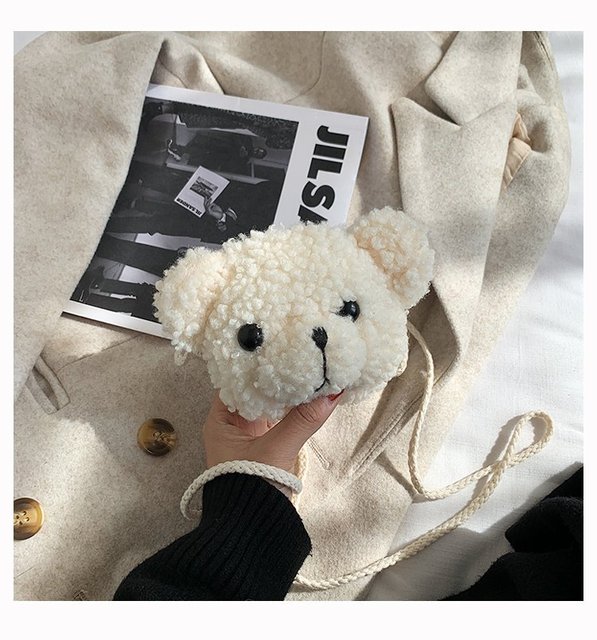 Dziewczęca pluszowa torebka w kształcie miękkiego niedźwiedzia z zamkiem i kieszonką na monety oraz klucze - Wianko - 15