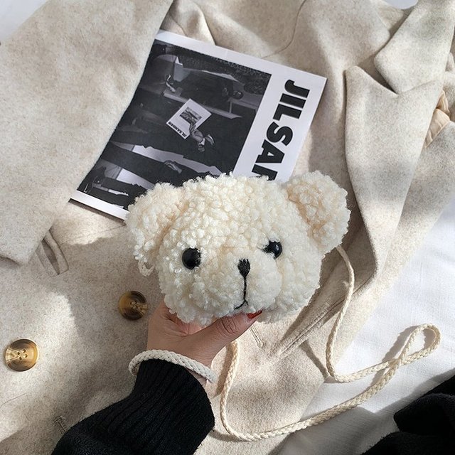Dziewczęca pluszowa torebka w kształcie miękkiego niedźwiedzia z zamkiem i kieszonką na monety oraz klucze - Wianko - 27