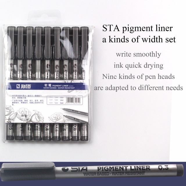 Marker Sta 8050 Pigma Micron Ink 9 szt. - wkładka pigmentowa, różne rozmiary końcówki - Wianko - 17