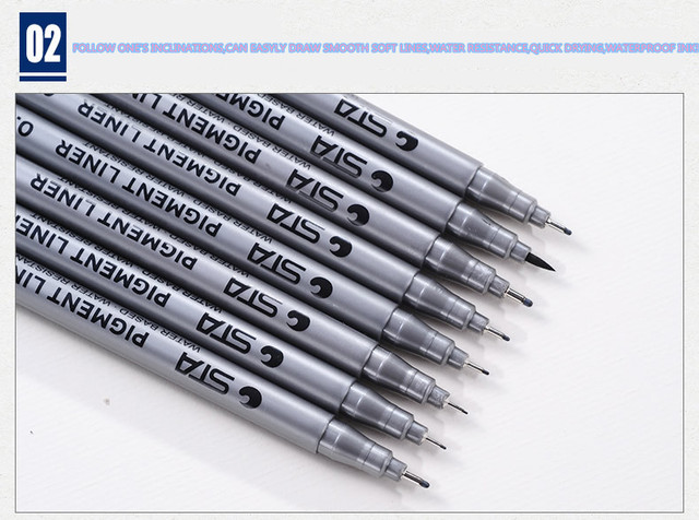 Marker Sta 8050 Pigma Micron Ink 9 szt. - wkładka pigmentowa, różne rozmiary końcówki - Wianko - 4