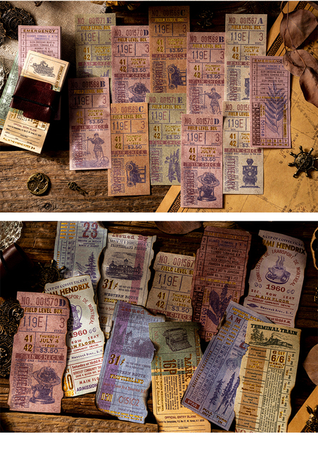Notatnik DIY Dimi 50 arkuszy w skórzanych pokrowcach - brązowy bilet, seria Vintage, kreatywny materiał papierowy, dekoracyjny pamiętnik, punktor Journaling - Wianko - 11