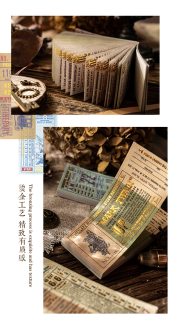 Notatnik DIY Dimi 50 arkuszy w skórzanych pokrowcach - brązowy bilet, seria Vintage, kreatywny materiał papierowy, dekoracyjny pamiętnik, punktor Journaling - Wianko - 5