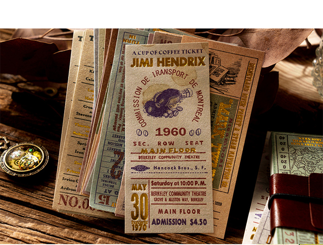Notatnik DIY Dimi 50 arkuszy w skórzanych pokrowcach - brązowy bilet, seria Vintage, kreatywny materiał papierowy, dekoracyjny pamiętnik, punktor Journaling - Wianko - 18