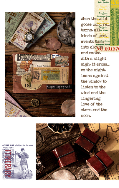 Notatnik DIY Dimi 50 arkuszy w skórzanych pokrowcach - brązowy bilet, seria Vintage, kreatywny materiał papierowy, dekoracyjny pamiętnik, punktor Journaling - Wianko - 19