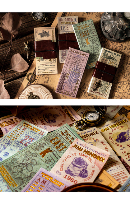 Notatnik DIY Dimi 50 arkuszy w skórzanych pokrowcach - brązowy bilet, seria Vintage, kreatywny materiał papierowy, dekoracyjny pamiętnik, punktor Journaling - Wianko - 16