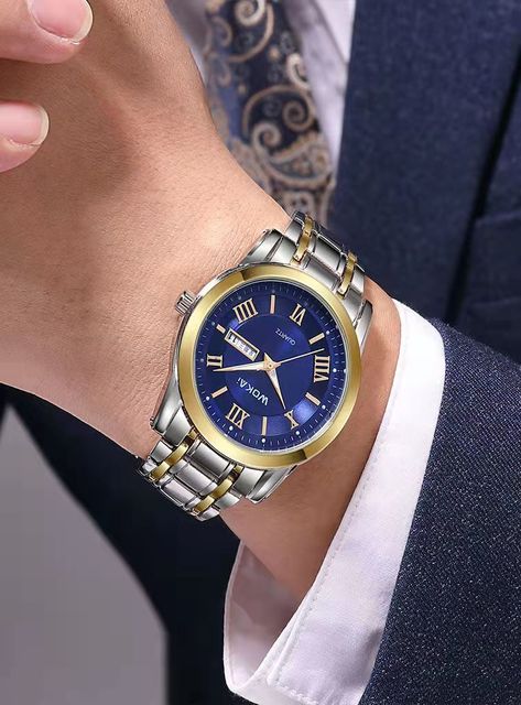 Męski zegarek kwarcowy wysokiej jakości WOKAI z podwójnym kalendarzem, stalowy pasek, wodoodporny, świecący (angielski i chiński) - Wianko - 19
