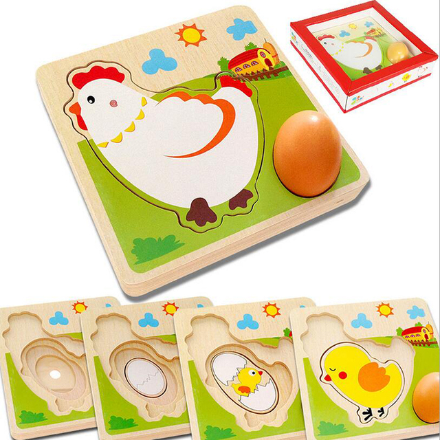 Drewniane puzzle dla dzieci - Kurczak Cartoon wczesnej edukacji, wielowarstwowe, emulacyjne jaja - Wianko - 2