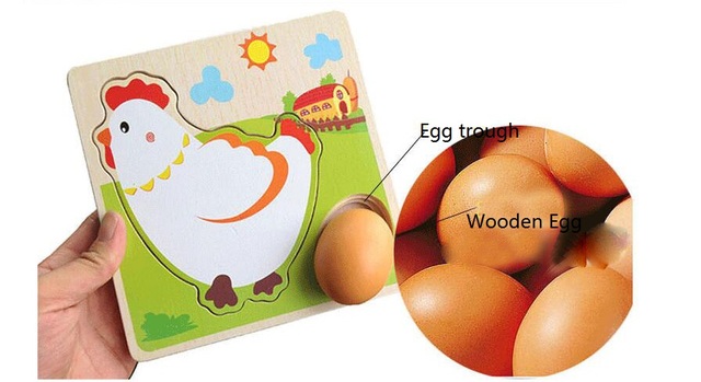 Drewniane puzzle dla dzieci - Kurczak Cartoon wczesnej edukacji, wielowarstwowe, emulacyjne jaja - Wianko - 3
