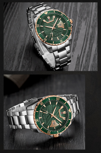 Zegarek NAVIFORCE mężczyźni zielony wodoodporny ze stali nierdzewnej - kwarcowy 9191 - Wianko - 12
