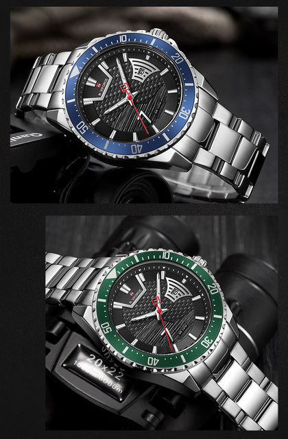 Zegarek NAVIFORCE mężczyźni zielony wodoodporny ze stali nierdzewnej - kwarcowy 9191 - Wianko - 15