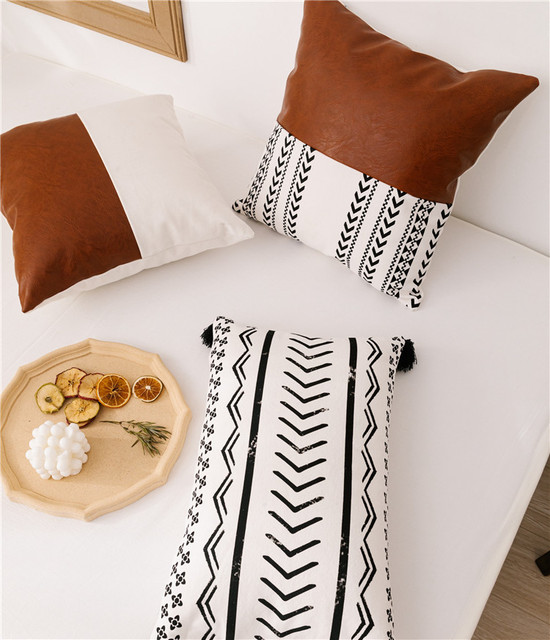 Poszewka na poduszkę Europejskiej i amerykańskiej mody z drukiem na bawełnianym płótnie PU szwami (bez wypełnienia) - jeden rozmiar - Wianko - 7