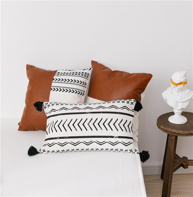 Poszewka na poduszkę Europejskiej i amerykańskiej mody z drukiem na bawełnianym płótnie PU szwami (bez wypełnienia) - jeden rozmiar - Wianko - 8
