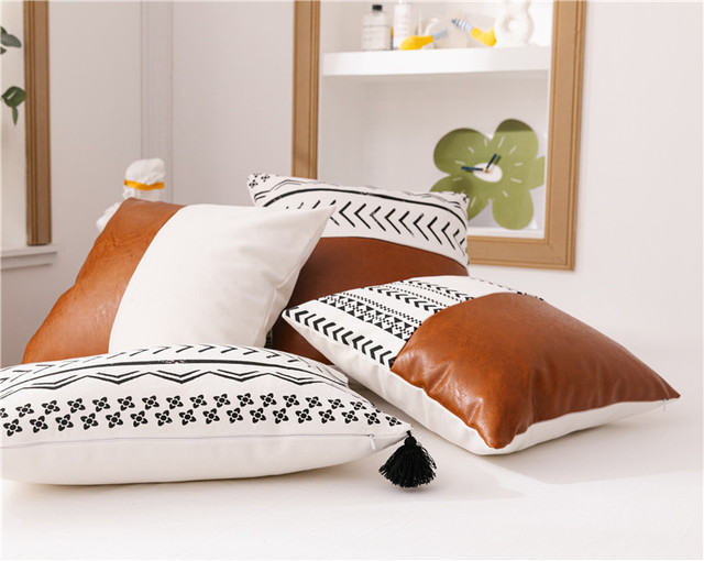 Poszewka na poduszkę Europejskiej i amerykańskiej mody z drukiem na bawełnianym płótnie PU szwami (bez wypełnienia) - jeden rozmiar - Wianko - 5