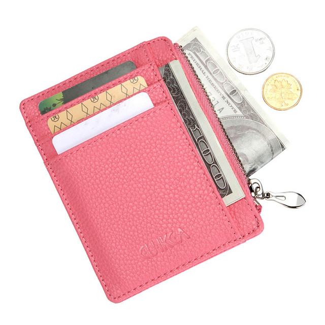 Etui na karty kredytowe z zamkiem, 5 kolorów, unisex, miękka skóra PU, kompaktowy portfel z wieloma miejscami na karty - Wianko - 2