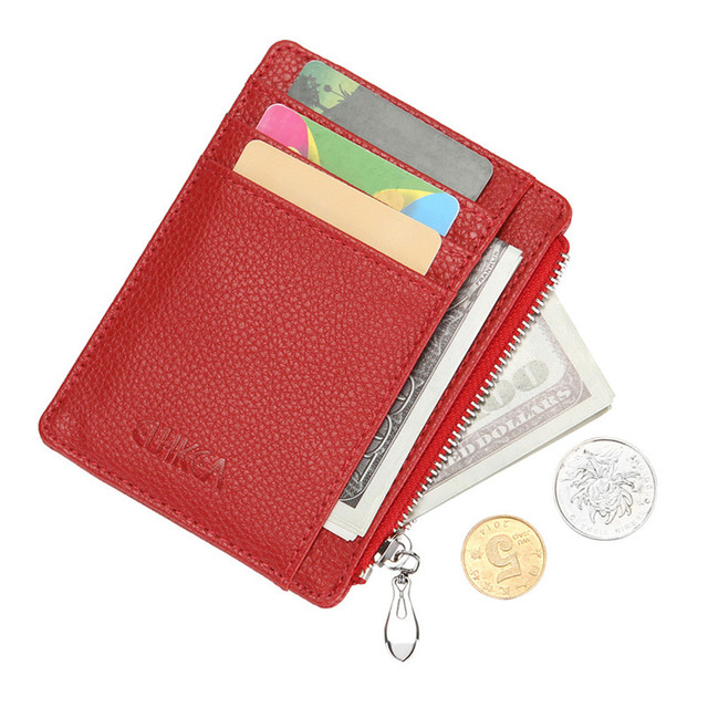 Etui na karty kredytowe z zamkiem, 5 kolorów, unisex, miękka skóra PU, kompaktowy portfel z wieloma miejscami na karty - Wianko - 3
