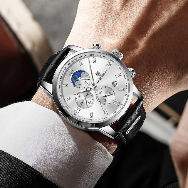 Luksusowy sportowy zegarek męski LIGE z chronografem i skórzanym paskiem - Wianko - 22