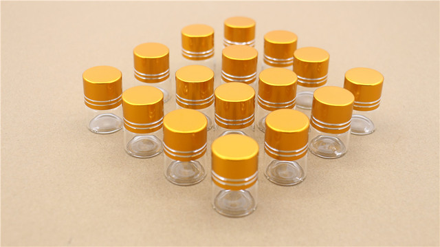 Partia 50 sztuk szklanych butelek o pojemności 5 ml (22*30 mm) z plastikowymi złotymi korkami - prezent ślubny DIY, fiolka probówka - Wianko - 5