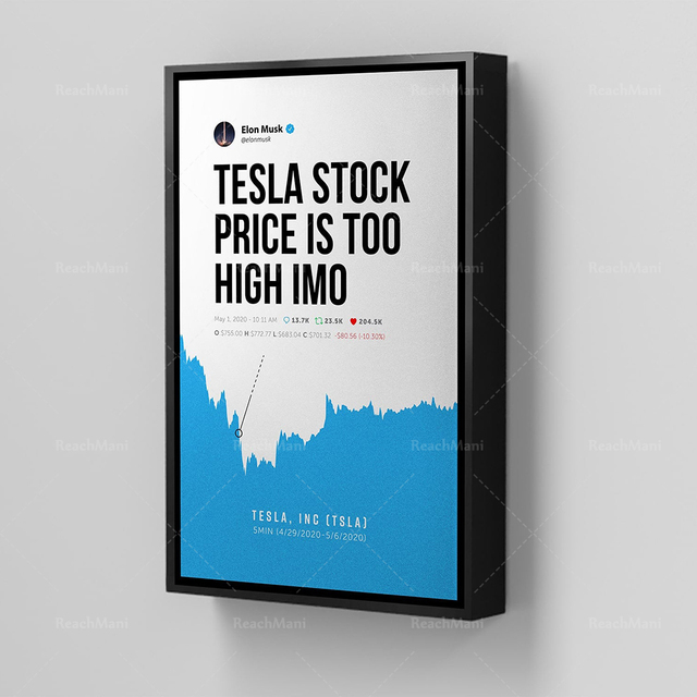 Platno Elon Musk - cena akcji jest zbyt wysoka IMO - dekoracje biurowe, inwestor, giełda - Wianko - 4