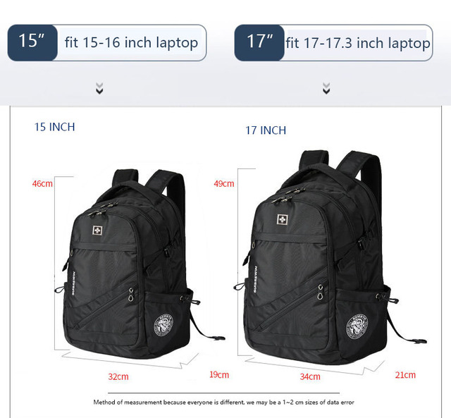 Plecak na laptopa 17 Cal Mochila Swiss Army o pojemności 45 litrów z portem ładowania USB - Wianko - 9