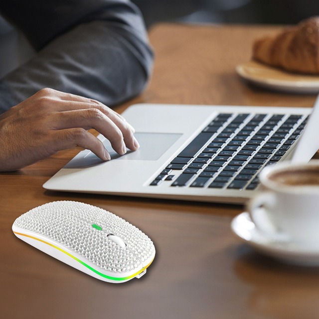 Bezprzewodowa ładowalna mysz Bluetooth z podwójnym trybem, diamentowa mysz optyczna 2.4G 5.0 ergonomiczna do notebooka - Wianko - 17