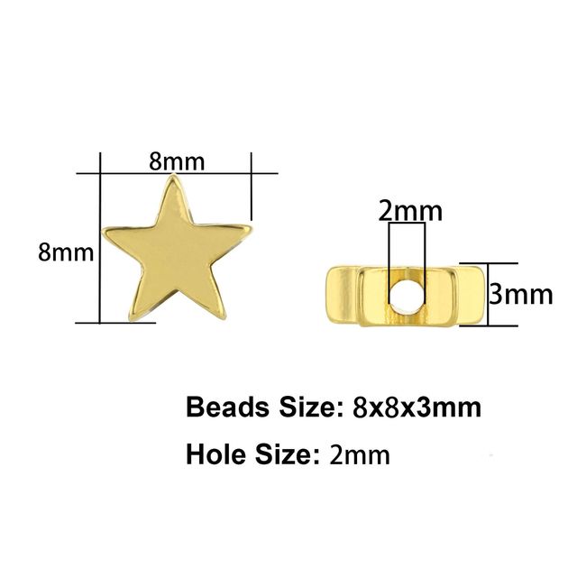 10 sztuk/partia Koraliki Metalowe w kształcie gwiazdy, 6x3mm, w metalicznym złotym i srebrnym kolorze, z wewnątrz o 2mm otworem, do tworzenia biżuterii DIY - Wianko - 5