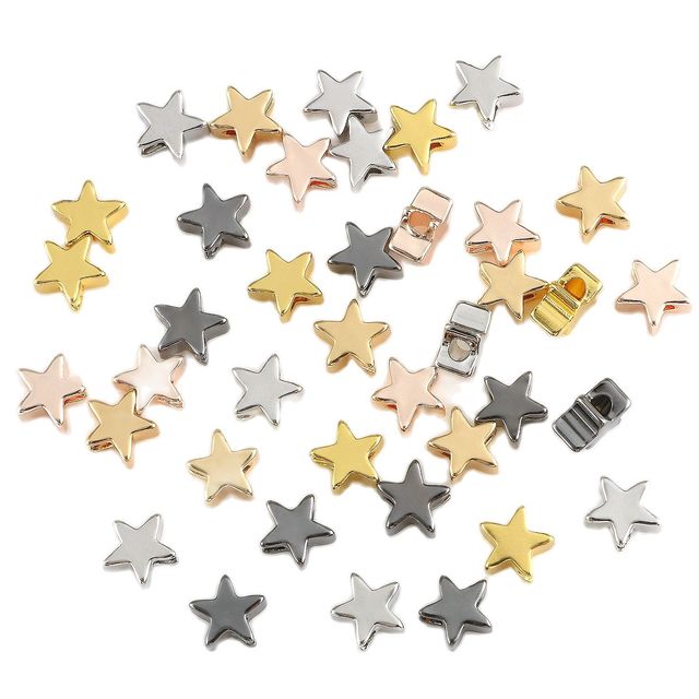 10 sztuk/partia Koraliki Metalowe w kształcie gwiazdy, 6x3mm, w metalicznym złotym i srebrnym kolorze, z wewnątrz o 2mm otworem, do tworzenia biżuterii DIY - Wianko - 4