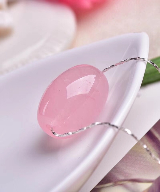 Naszyjnik wisiorek z prawdziwym naturalnym różowym kwarcem, w kształcie beczki, 20x14mm - Wianko - 2
