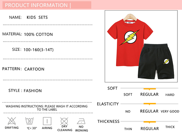 Kostium chłopięcy - błyskawica krótkie spodnie i modne koszulki, 2 szt - Wianko - 1