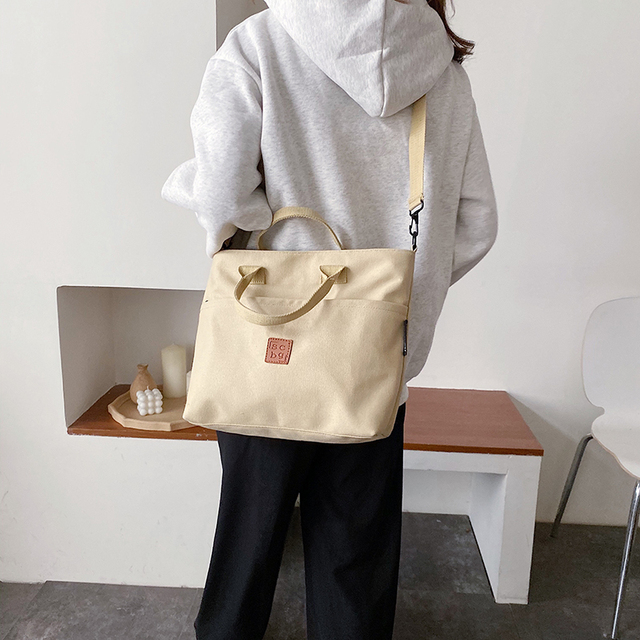 Duża pojemność torby kurierskiej damskiej torby na ramię Crossbody z płócienną torebką - Wianko - 6