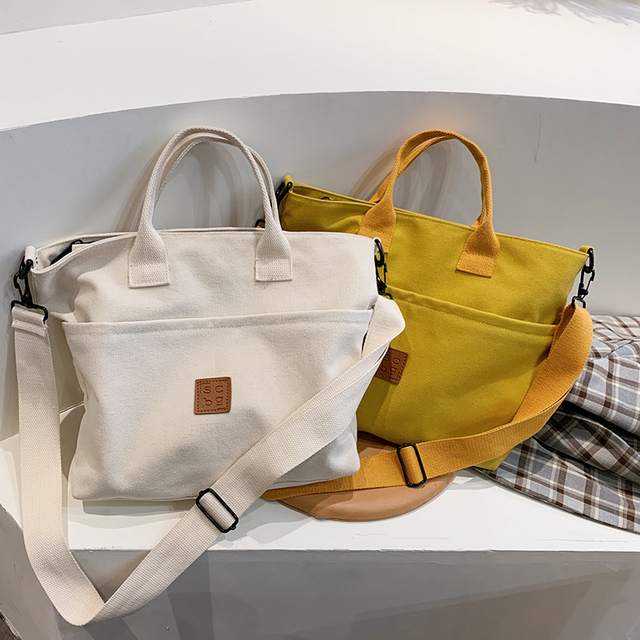 Duża pojemność torby kurierskiej damskiej torby na ramię Crossbody z płócienną torebką - Wianko - 2