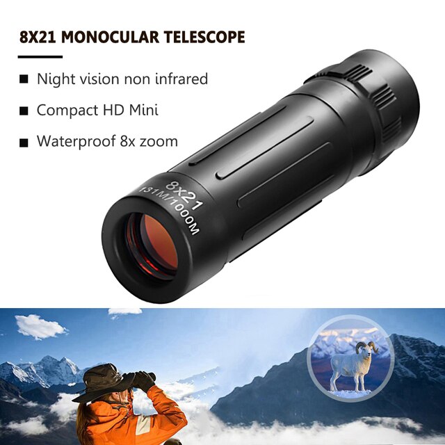 Przenośna luneta noktowizyjna HD, wodoodporna, 8x21, monokularowy zoom 8x, optyka niepodczerwona do użytku podczas campingów, wycieczek pieszych i polowań - Wianko - 7