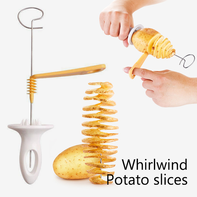 Krajalnica do frytek z funkcją spiralnego krojenia warzyw – akcesorium kuchenne do grillowania ziemniaków i ogórków - Wianko - 1