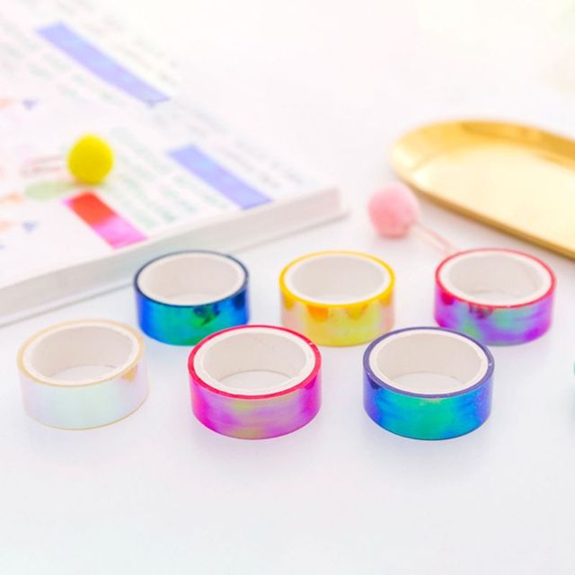 Brokat Rainbow Washi taśma papiernicza do Scrapbookingu z dekoracyjnym klejem - Wianko - 6