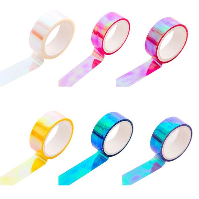 Brokat Rainbow Washi taśma papiernicza do Scrapbookingu z dekoracyjnym klejem - Wianko - 4