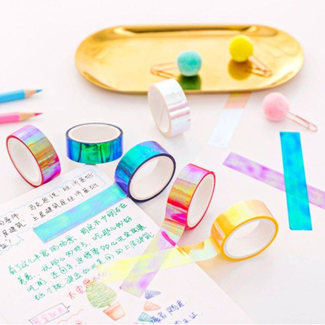 Brokat Rainbow Washi taśma papiernicza do Scrapbookingu z dekoracyjnym klejem - Wianko - 5