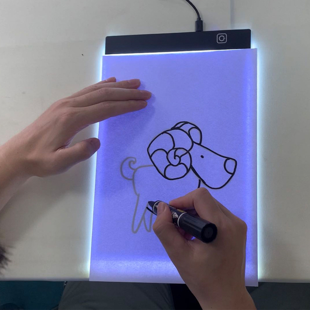 Cyfrowy tablet edukacyjny dla dzieci - LED rysunek kopia Pad - 3 poziomy ściemniania - A4 (30x20 cm) - kreatywne malowanie zabawki dla dzieci - Wianko - 9