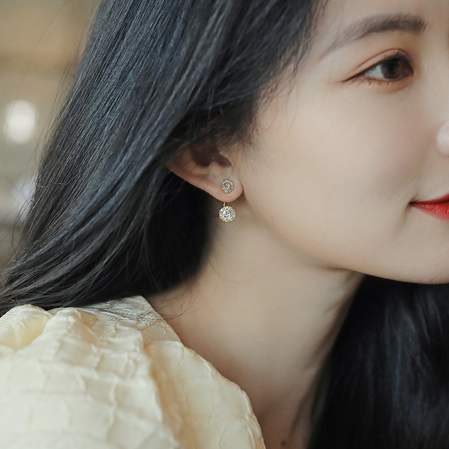 Kolczyki wiszące tkane z drutu ze złota, ozdobione cyrkoniami, koreańska moda biżuteryjna dla kobiet - Wianko - 2