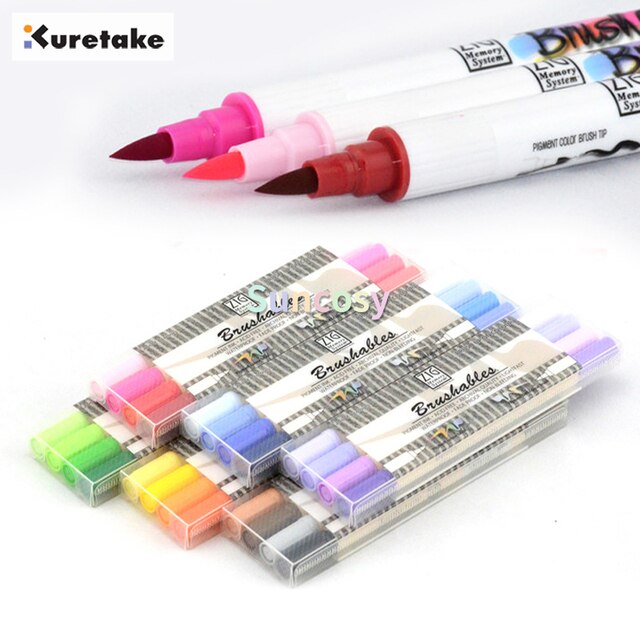 Zestaw 4/6/24 kolorów pędzli ZIG Kuretake MS-7700 z długopisami wodoodpornymi BRUSHABLES malowanie Twin Tip - Wianko - 2
