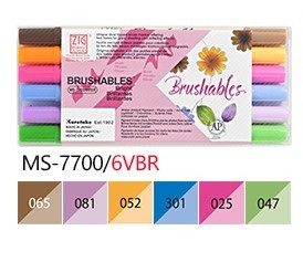 Zestaw 4/6/24 kolorów pędzli ZIG Kuretake MS-7700 z długopisami wodoodpornymi BRUSHABLES malowanie Twin Tip - Wianko - 12