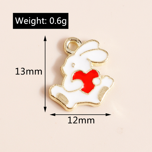 10 sztuk wisiorków serce królik Charms 13*12mm DIY biżuteria naszyjnik kolczyki Making akcesoria miłość króliczek - Wianko - 1