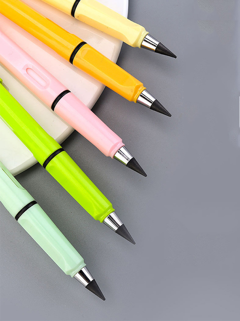 5 sztuk wiecznych ołówków z 5 zapasowymi końcówkami pióra 0.5mm HB - nieograniczone pisanie, zmazywalne dla dzieci i malowanie kredkami - Wianko - 4