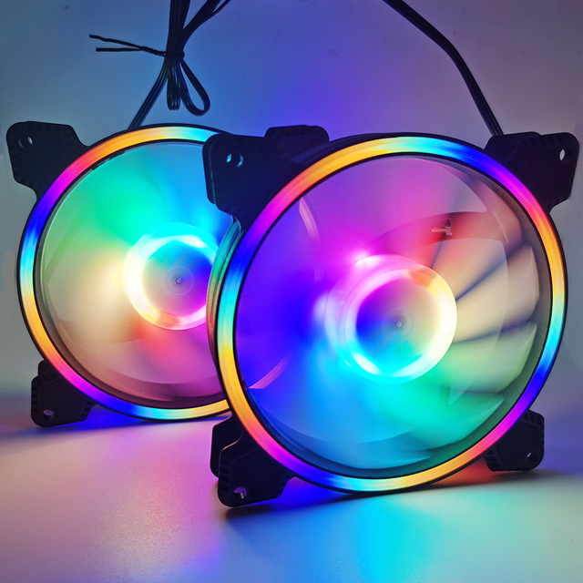 RGB Wentylator chłodzący do komputera z podwójnym złączem 4.5, 12CM podwozie, cicha chłodnica zdalna - Wianko - 1